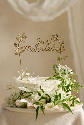 Just Married Brass Cake Topper