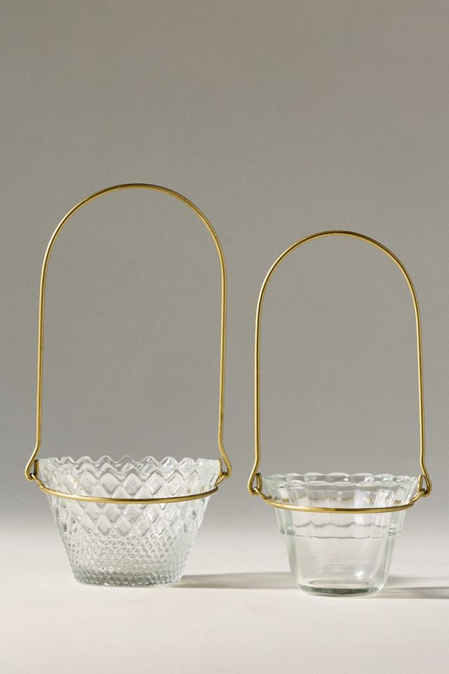 Hanging Pressed Glass Votive Holders, Set of 2 #1
