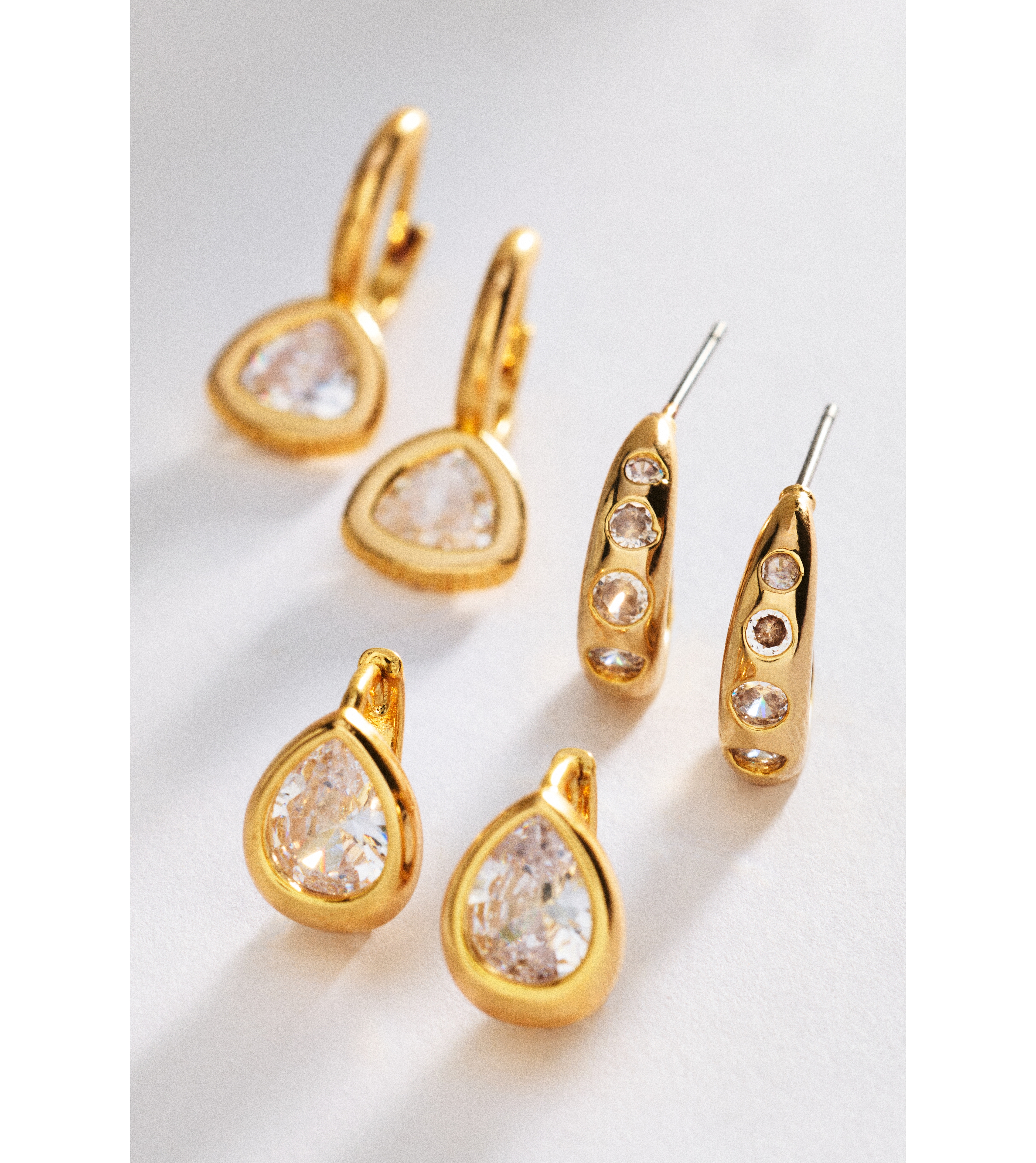 By Anthropologie Bezel Crystal Earrings, Set of 3