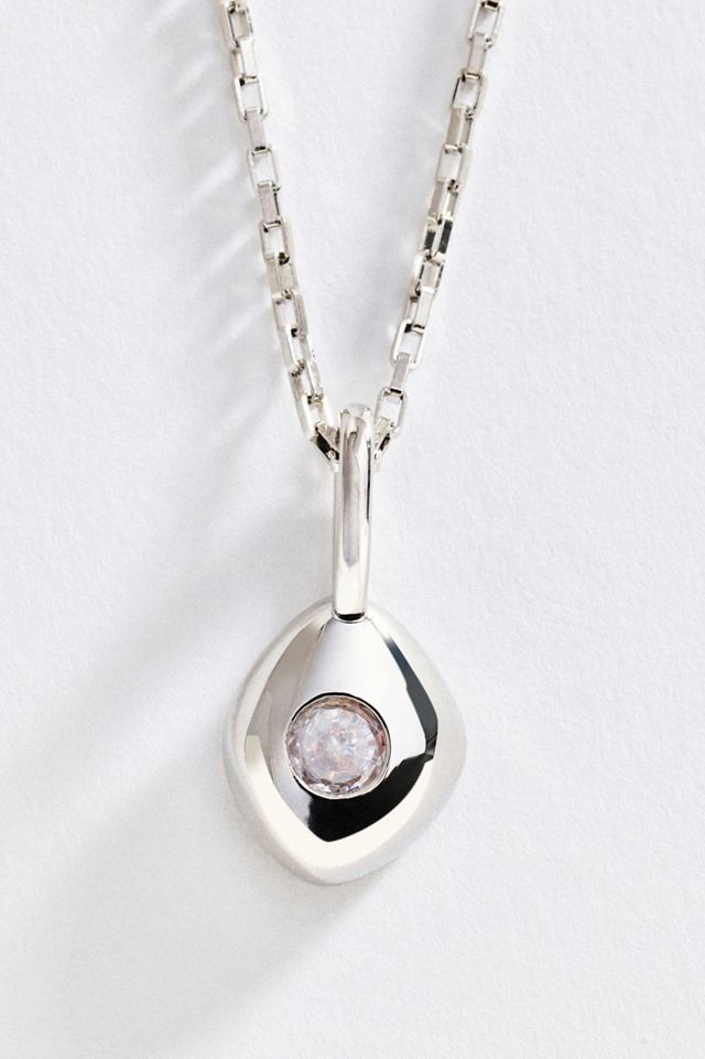 By Anthropologie Bezel Crystal Pendant Necklace #1