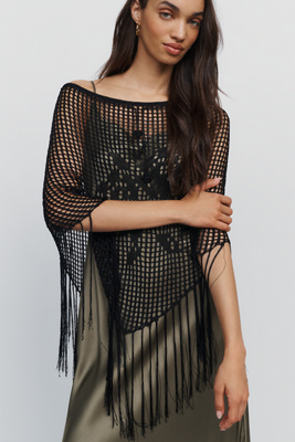 Anna Sui Knit Fringed Poncho by Anthropologie