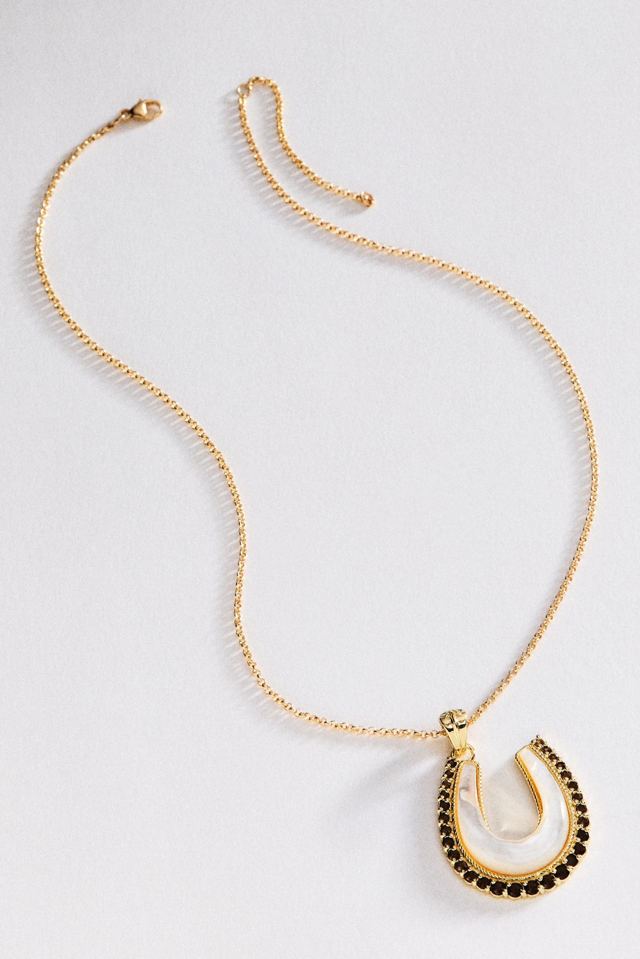 Jane Win Feeling Lucky Mother of Pearl Horseshoe Pendant