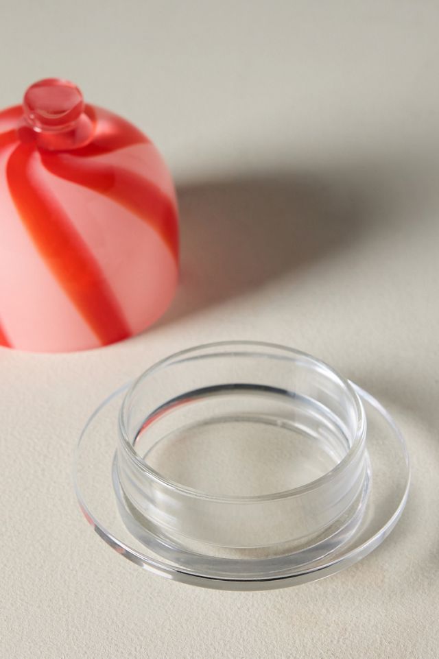 Striped Glass Round Butter Dish #4