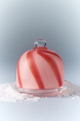 Striped Glass Round Butter Dish