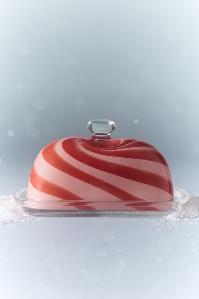 Striped Glass Butter Dish #1