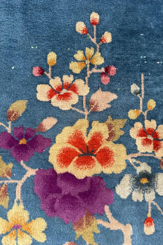 Blue Parakeet Rugs Antique Art Deco Chinese Rug No. 4468 #1