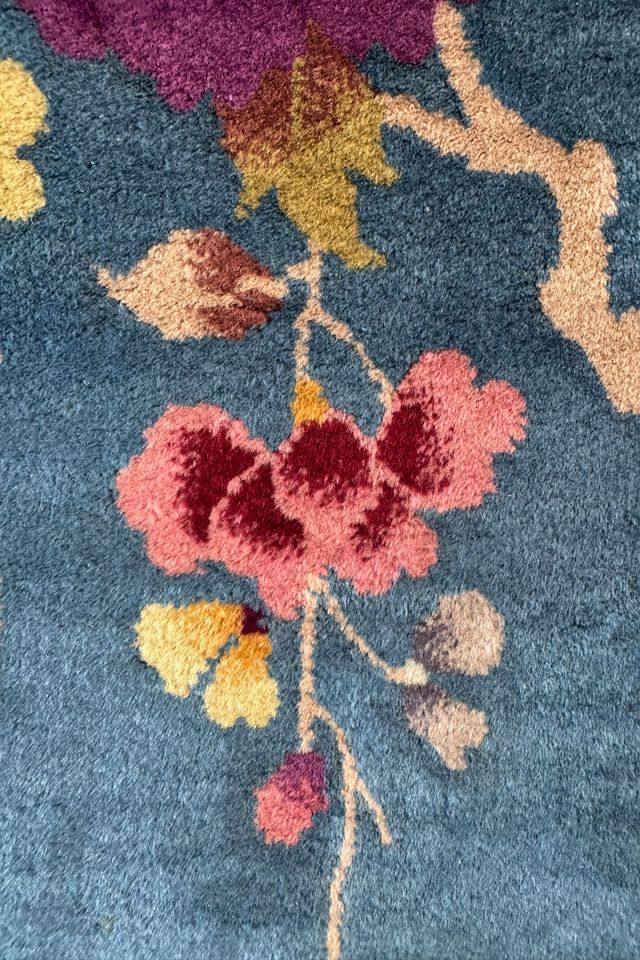 Blue Parakeet Rugs Antique Art Deco Chinese Rug No. 4468 #2