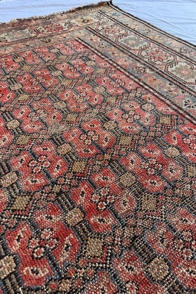 Blue Parakeet Rugs Worn Antique Persian Rug No. 3034 #1