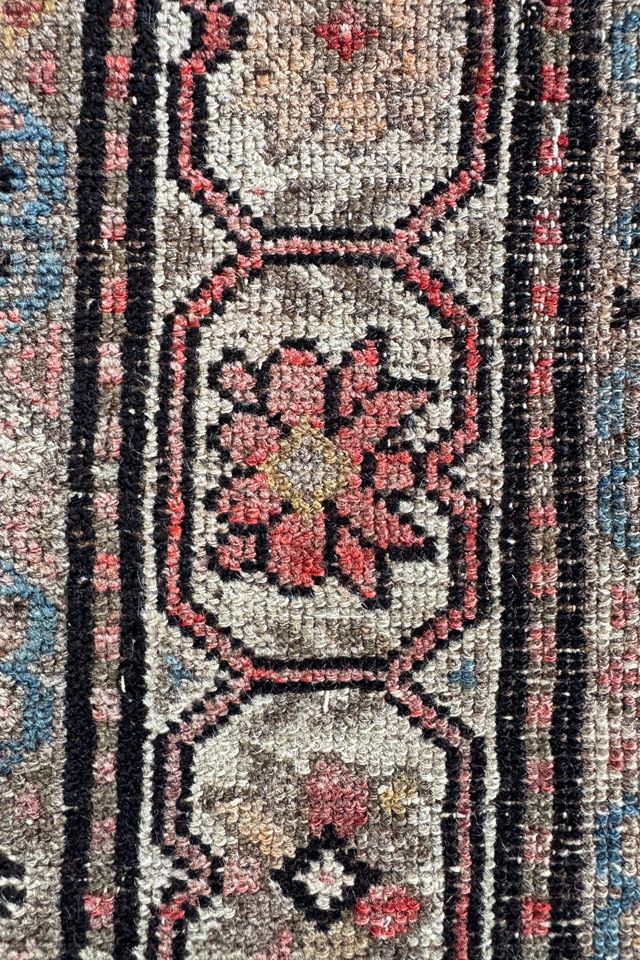 Blue Parakeet Rugs Worn Antique Persian Rug No. 3034 #2