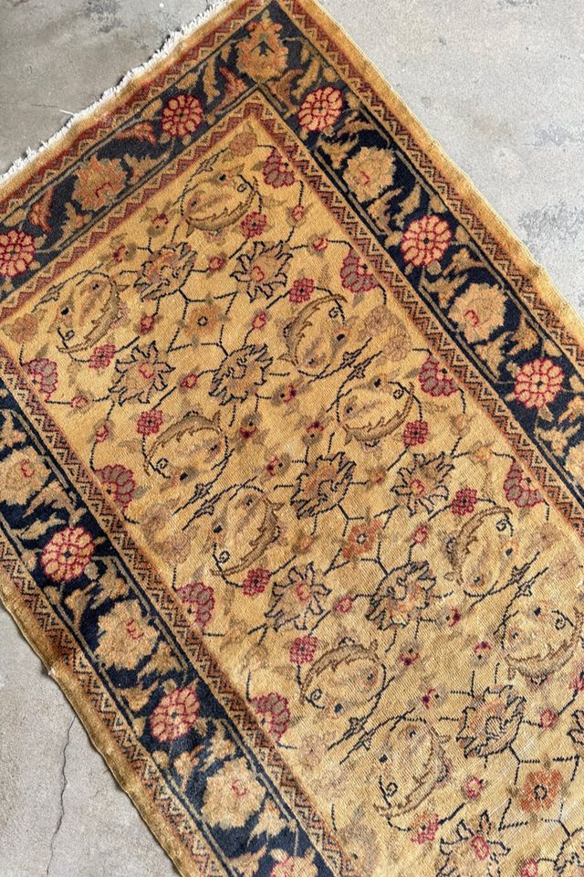 Blue Parakeet Rugs Vintage Turkish Rug No. 3851 #1