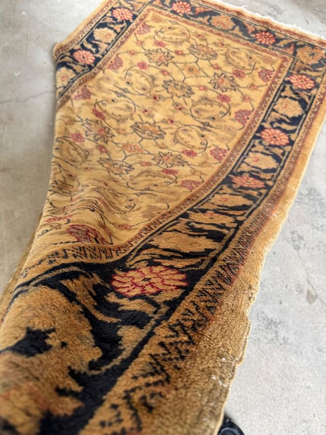 Blue Parakeet Rugs Vintage Turkish Rug No. 3851 #2