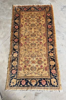 Blue Parakeet Rugs Vintage Turkish Rug No. 3851