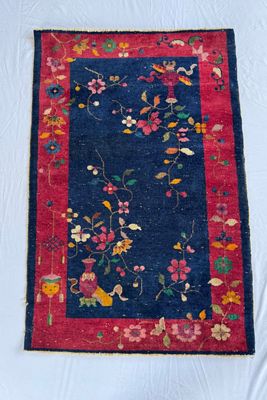 Blue Parakeet Rugs  Antique Art Deco Rug No. 3878