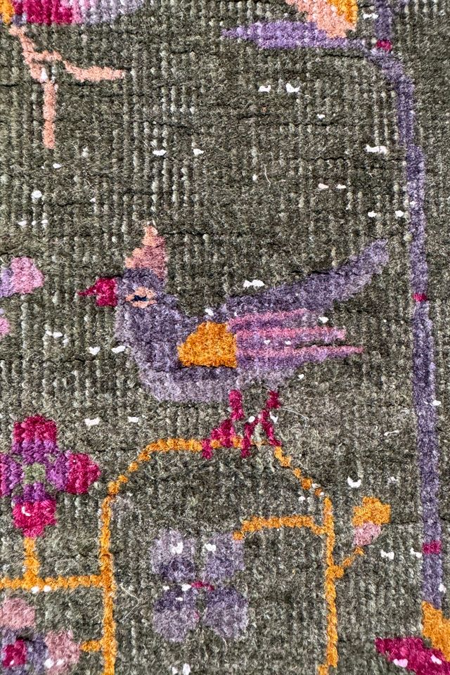 Blue Parakeet Rugs Antique Art Deco Chinese Rug No. 4467 #3