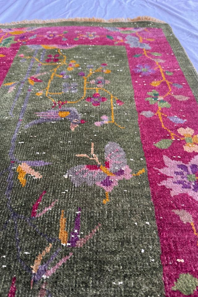 Blue Parakeet Rugs Antique Art Deco Chinese Rug No. 4467 #4