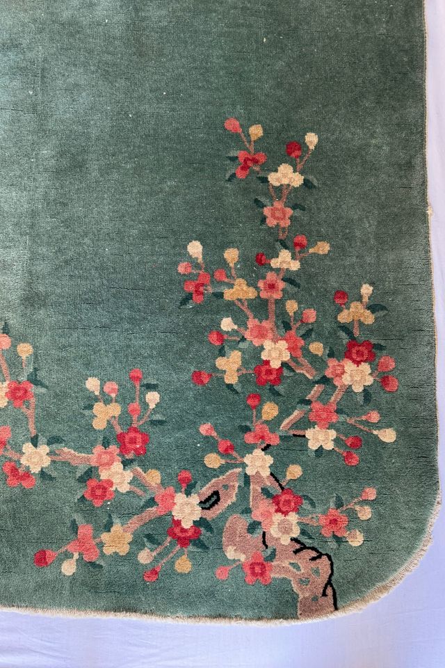 Blue Parakeet Rugs Antique Art Deco Chinese Rug No. 4474 #1