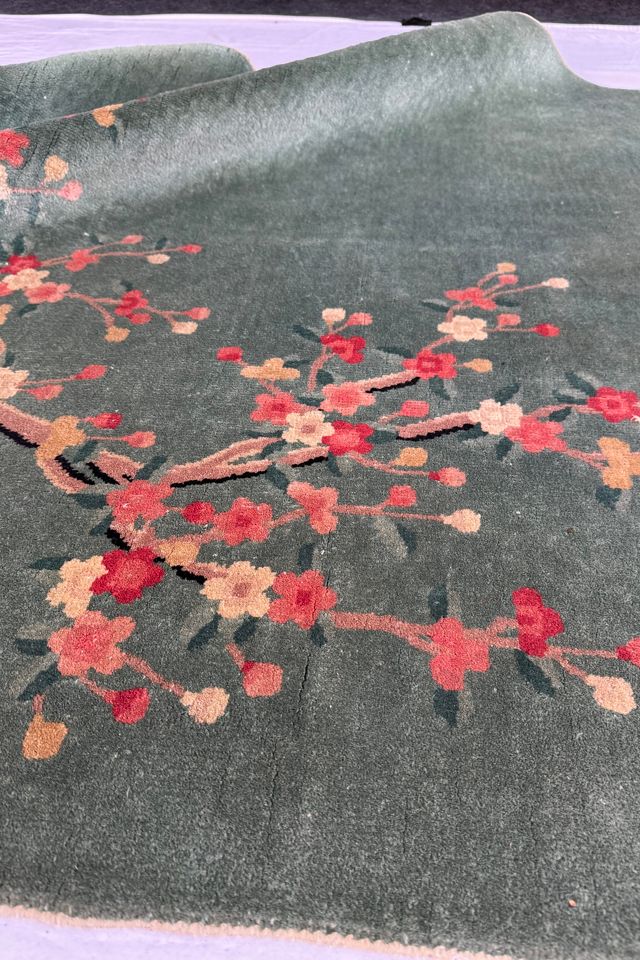 Blue Parakeet Rugs Antique Art Deco Chinese Rug No. 4474 #2