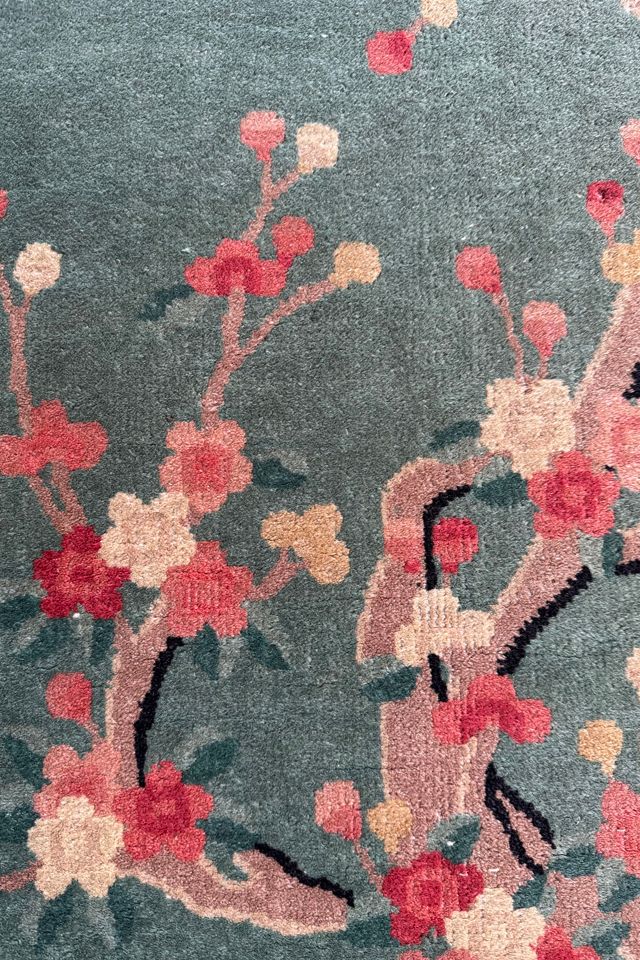Blue Parakeet Rugs Antique Art Deco Chinese Rug No. 4474 #3