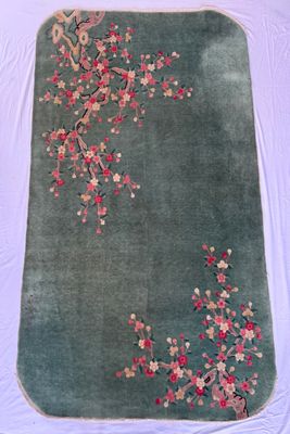 Blue Parakeet Rugs Antique Art Deco Chinese Rug No. 4474