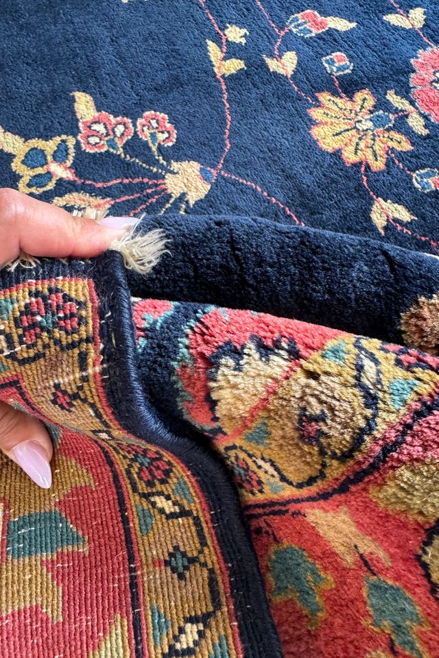 Blue Parakeet Rugs Vintage Persian Sarouk Rug No. 4483 #3