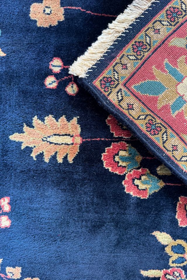 Blue Parakeet Rugs Vintage Persian Sarouk Rug No. 4483 #4
