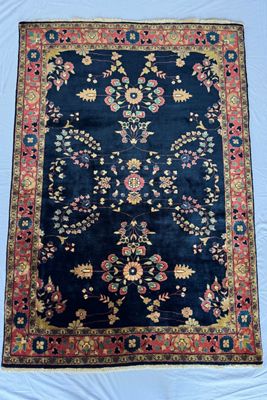 Blue Parakeet Rugs Vintage Persian Sarouk Rug No. 4483