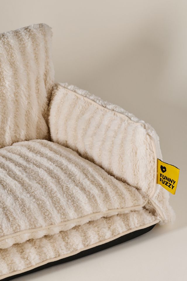 Striped Faux Lambswool Double Layer Pet Couch Sofa Bed #1