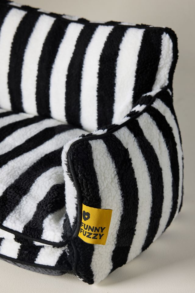 Striped Faux Lambswool Double Layer Pet Couch Sofa Bed #1