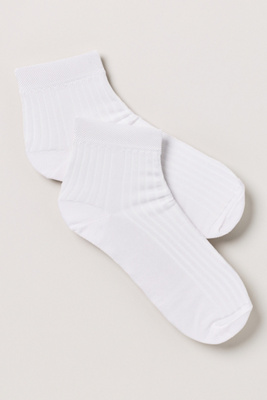 Stems Silky Ribbed Quarter Socks In White
