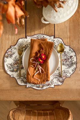 Harvest Toile Paper Placemats, Set of 12