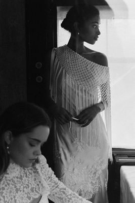 By Anthropologie Weddings Embroidered Fringe Slip Dress
