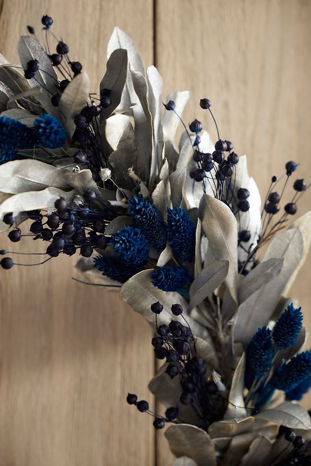 Blue + Silver Dried Wreath #1
