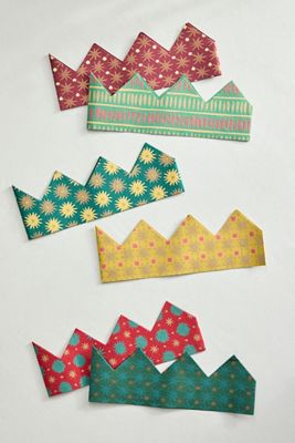 Festive Paper Party Crowns, Set of 6