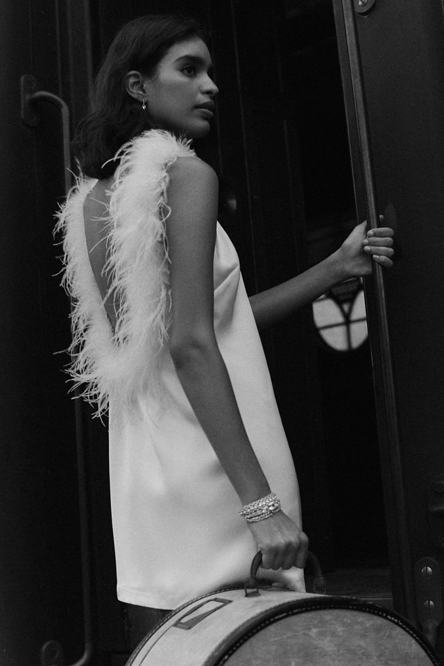 Hutch Feather High Neck Mini Dress #1