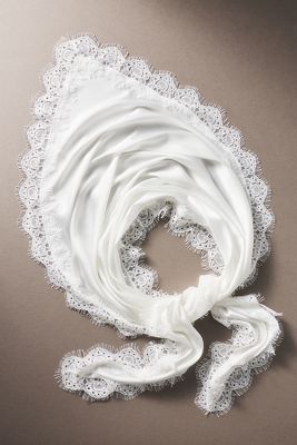 BHLDN Satin Lace-Trim Hair Scarf