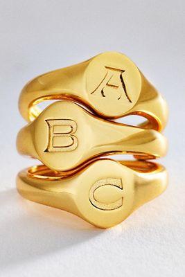 Luv Aj Initial Oval Signet Ring