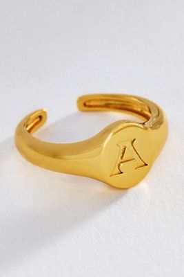Luv Aj Initial Oval Signet Ring