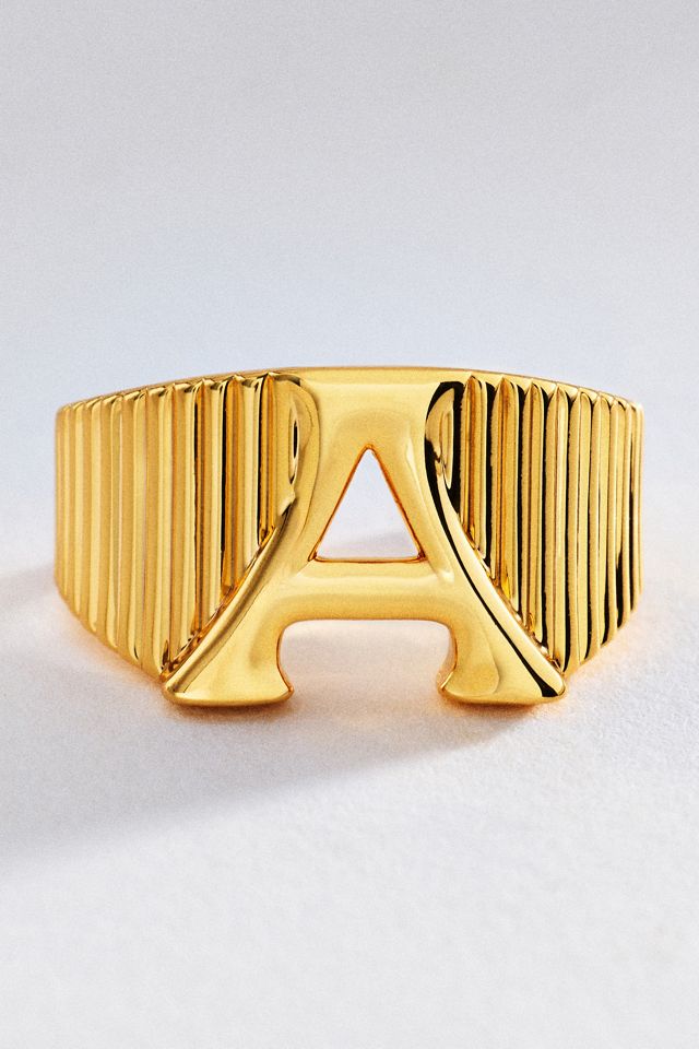 Luv Aj Initial Ridged Signet Ring #2