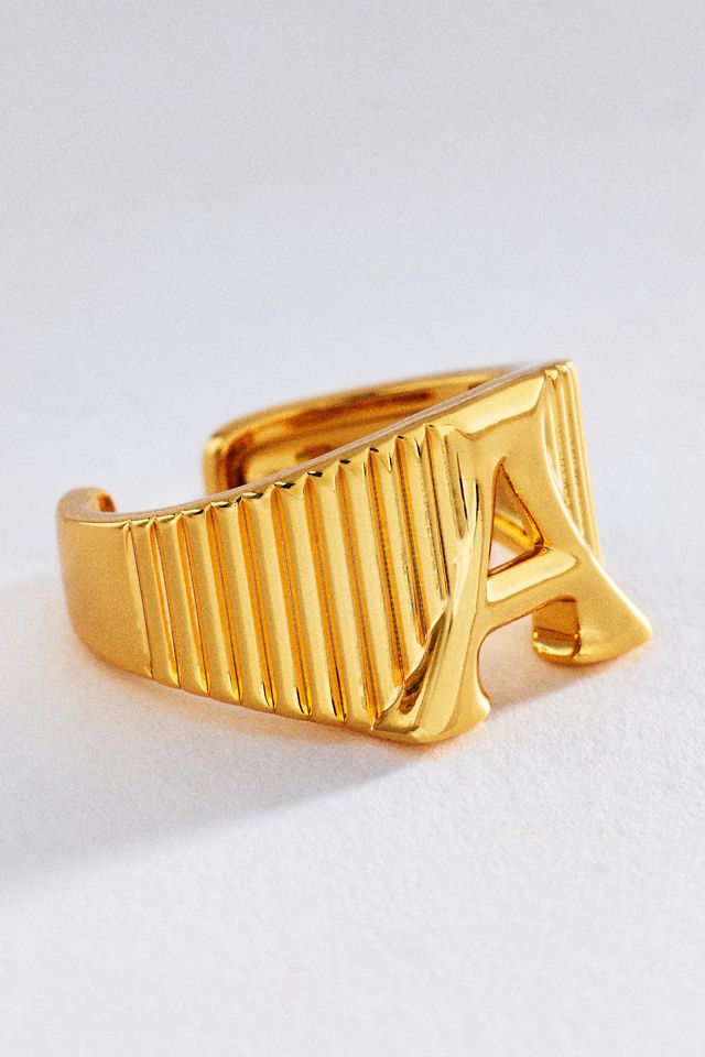 Luv Aj Initial Ridged Signet Ring #1
