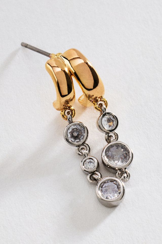 By Anthropologie Mixed Metal Bezel Drop Earrings #1