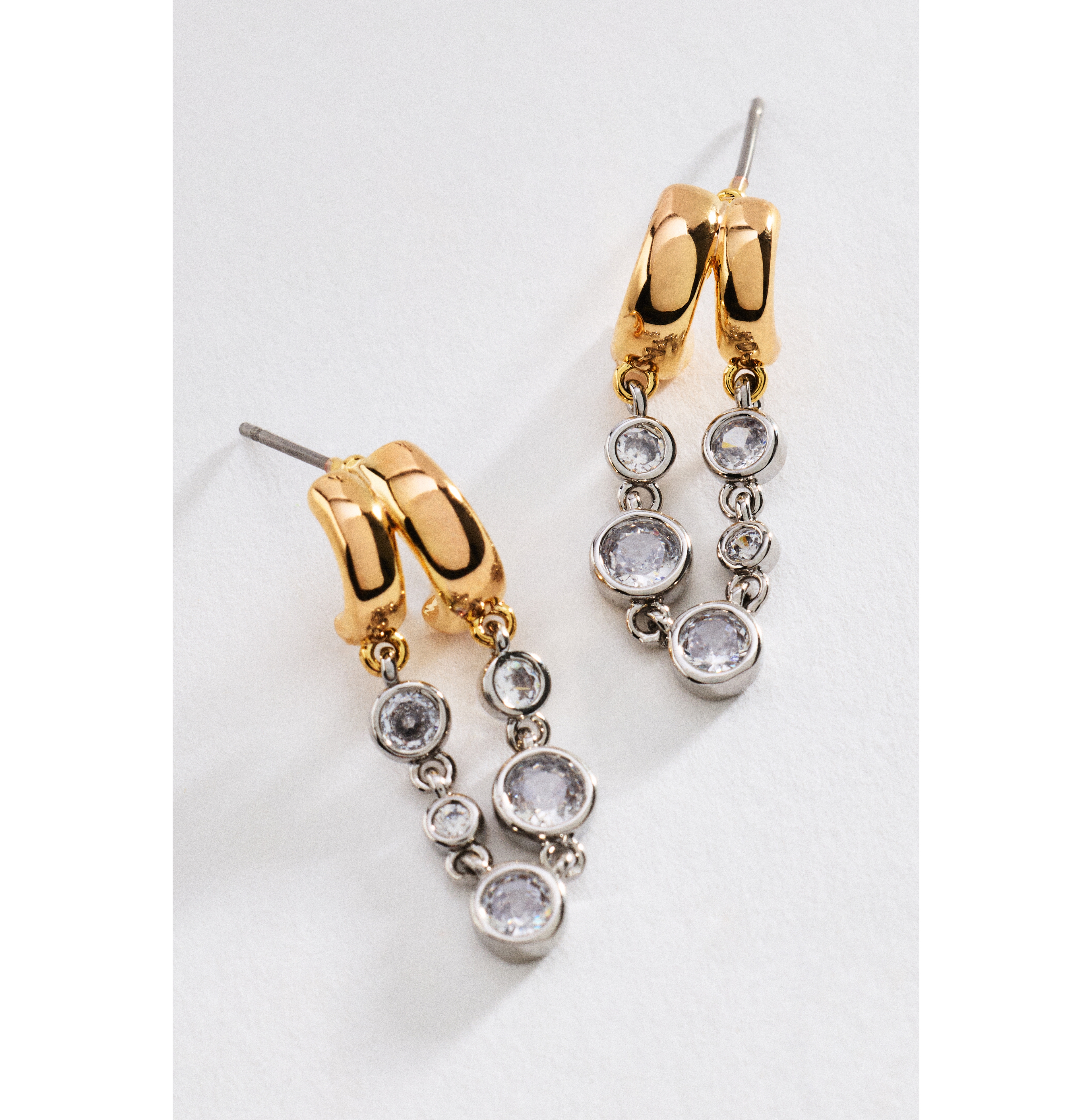 By Anthropologie Mixed Metal Bezel Drop Earrings