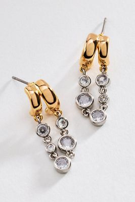 By Anthropologie Mixed Metal Bezel Drop Earrings