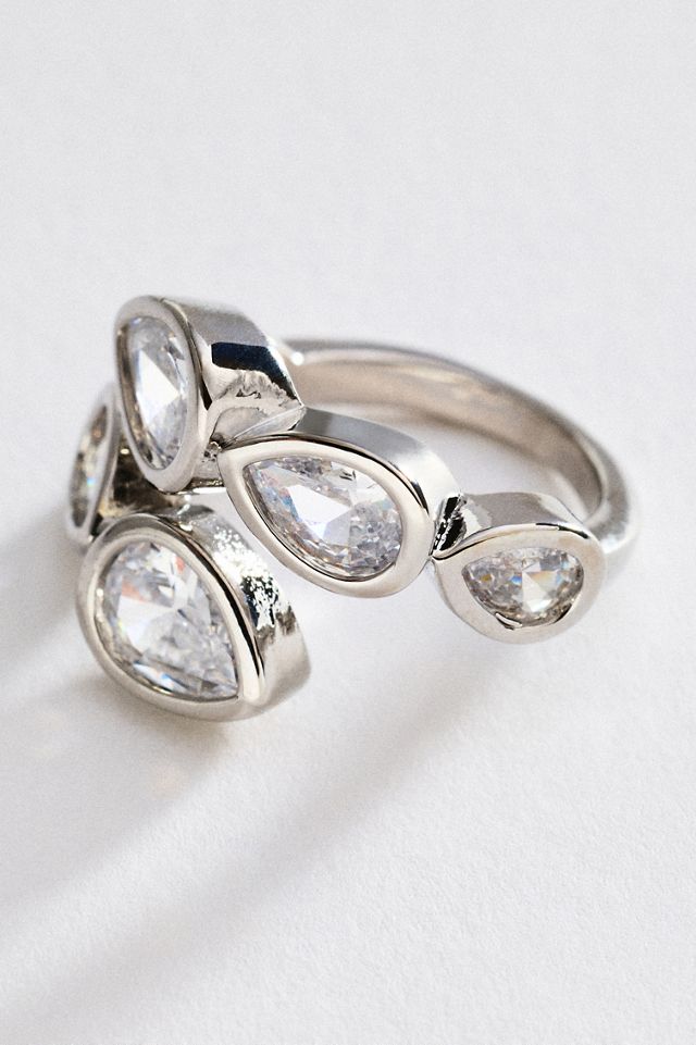 By Anthropologie Bezel Crystal Wrap Ring #1