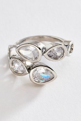 By Anthropologie Bezel Crystal Wrap Ring