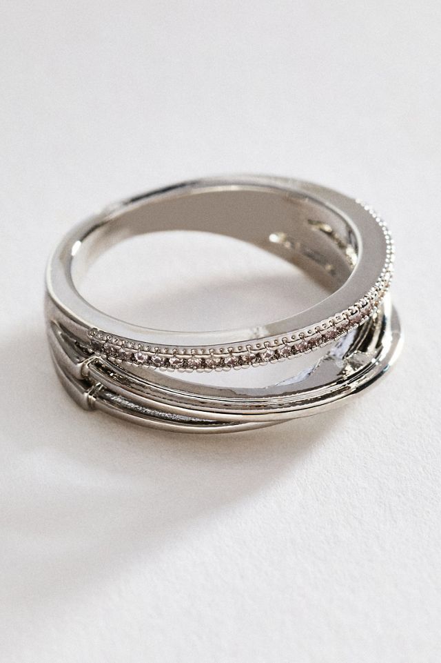 By Anthropologie Stacked Crystal Ring #1