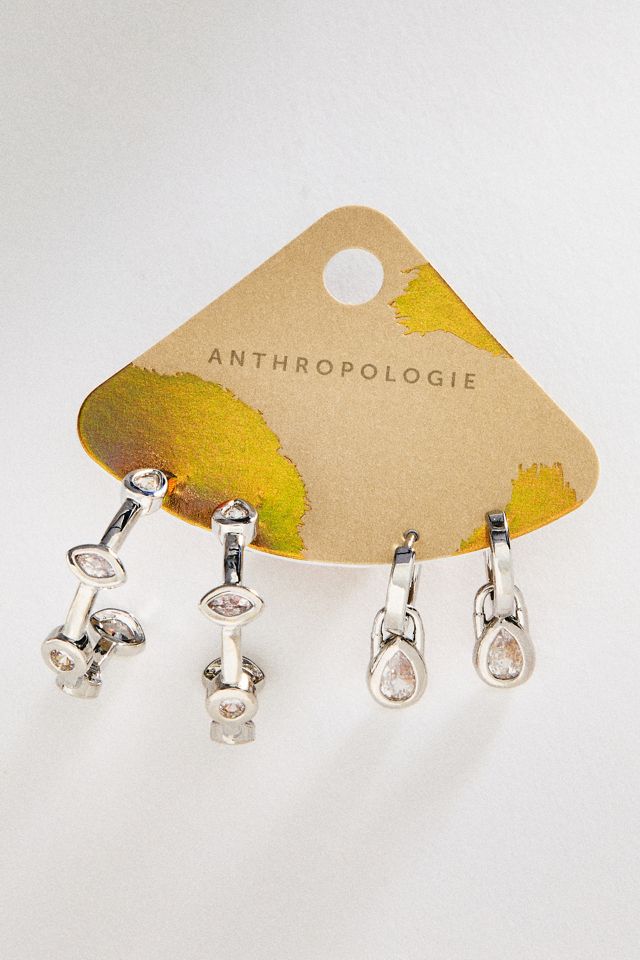 By Anthropologie Bezel Hoop Earrings, Set of 2 #1