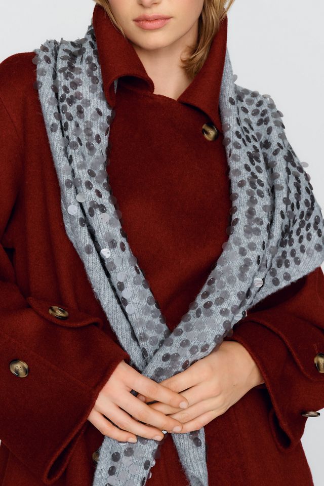 By Anthropologie Knit Sequined Triangle Scarf #1