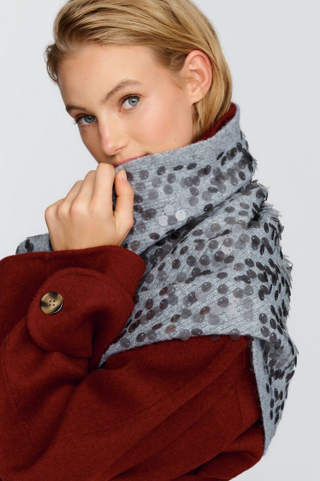 By Anthropologie Knit Sequined Triangle Scarf #2