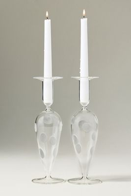 Vietri Italian Glass Dot Candleholder, Set of 2