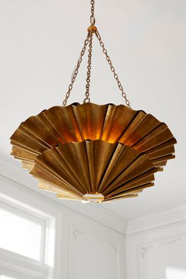 Katya Layered Ruffled Brass Sheet Chandelier